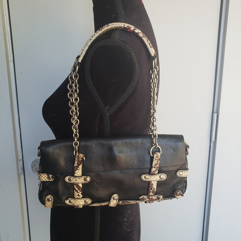 Cynthia Rowley Snake Skin Black Purse - Picture 4 of 8
